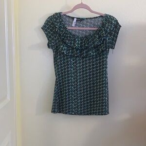 NWOT Elegant Teal Patterned Women's Blouse